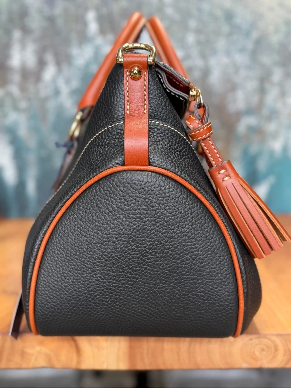 Dooney & Bourke Old Money Pebble Grain‎ Large Satchel Black Leather NWT